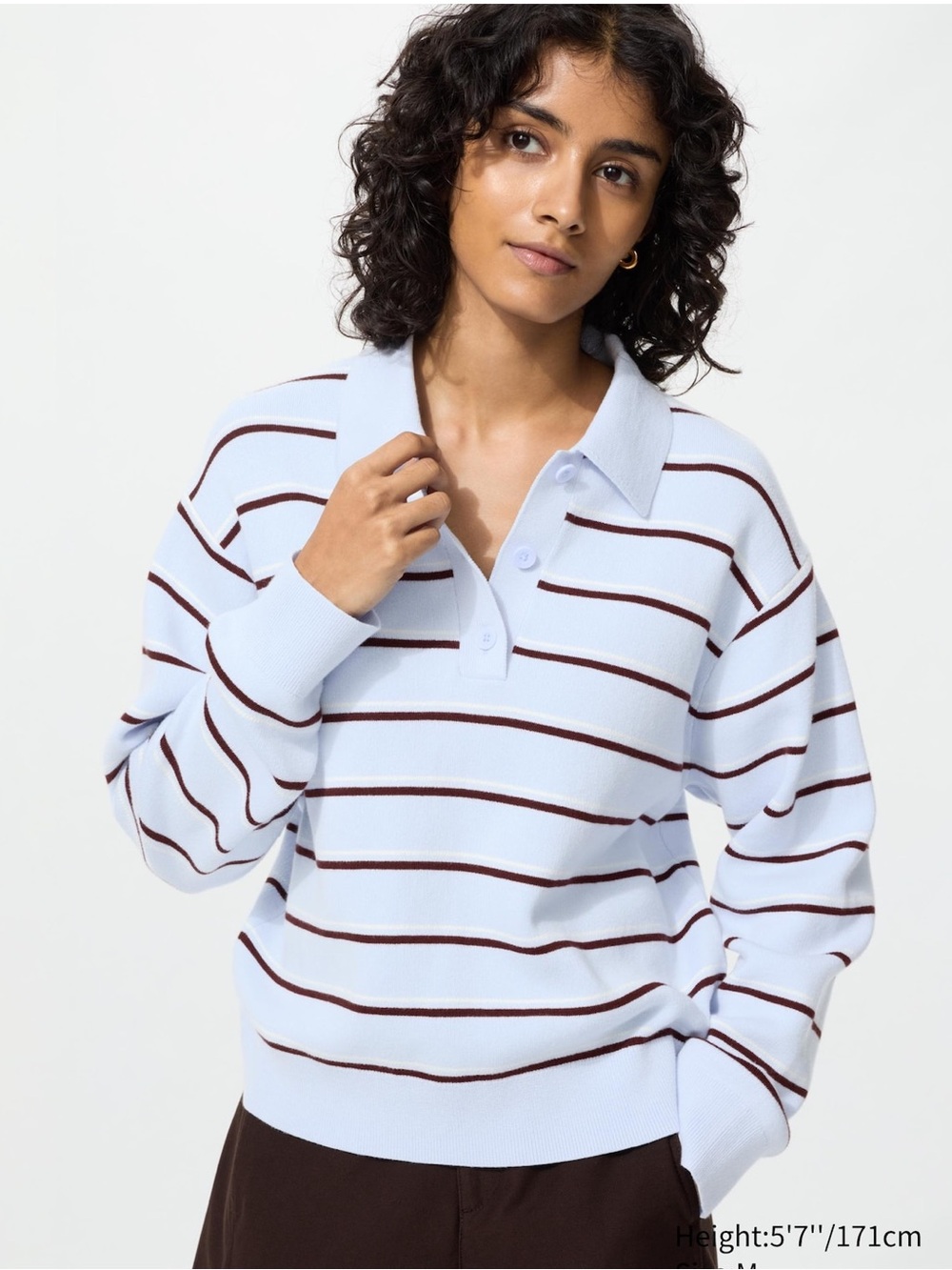 Uniqlo Smooth Cotton Polo Sweater | Striped